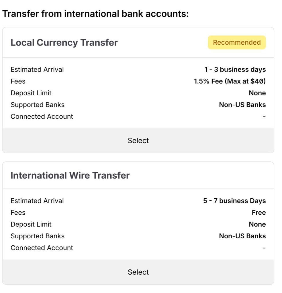 geld storten bij Alpaca Markets Broker Local Currency Transfer en International Wire Transfer